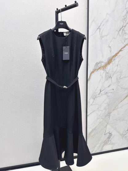 Fe 25 Black sleeveless ruffled fishtail skirt dress🖤