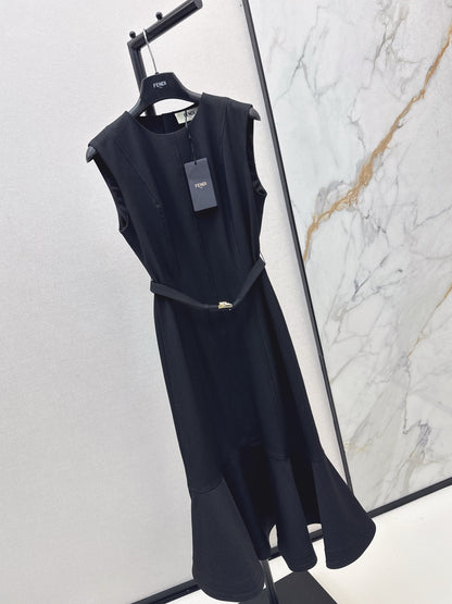Fe 25 Black sleeveless ruffled fishtail skirt dress🖤