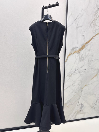 Fe 25 Black sleeveless ruffled fishtail skirt dress🖤