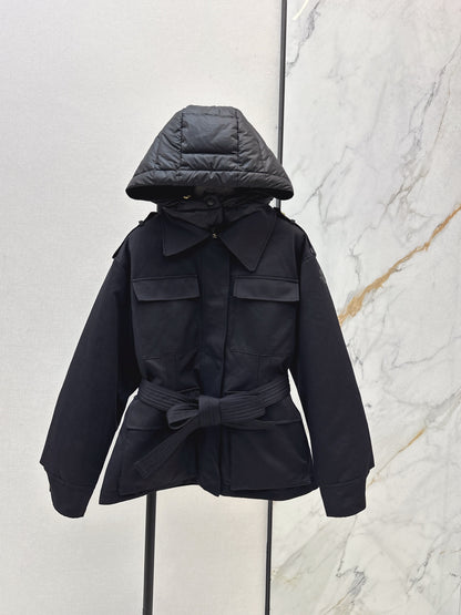 Mon 25 New style fake two-piece hooded waist down jacket