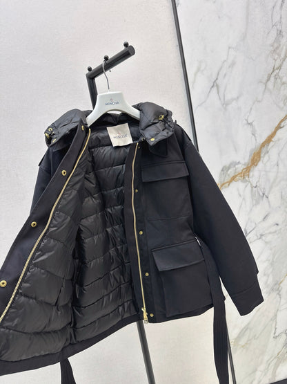 Mon 25 New style fake two-piece hooded waist down jacket