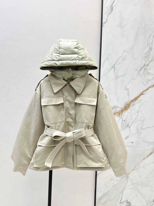Mon 25 New style fake two-piece hooded waist down jacket
