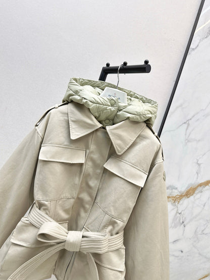 Mon 25 New style fake two-piece hooded waist down jacket