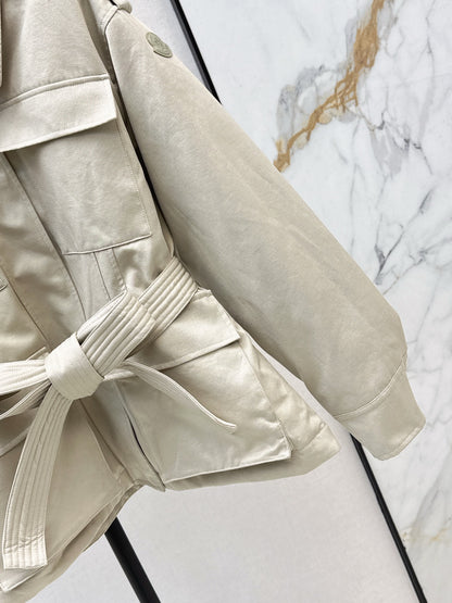 Mon 25 New style fake two-piece hooded waist down jacket