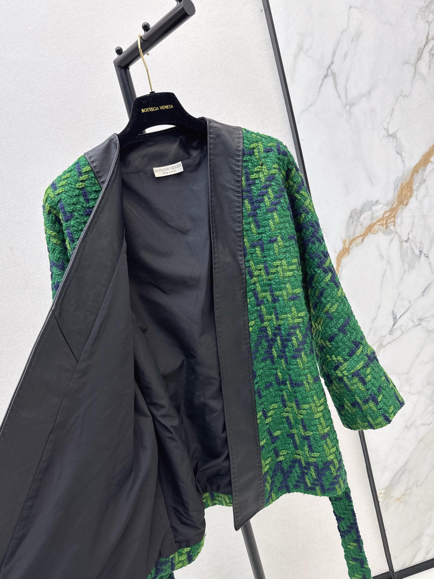 Bot 25 New leather trim woven woolen jacket(RED/GREEN/BLACK)
