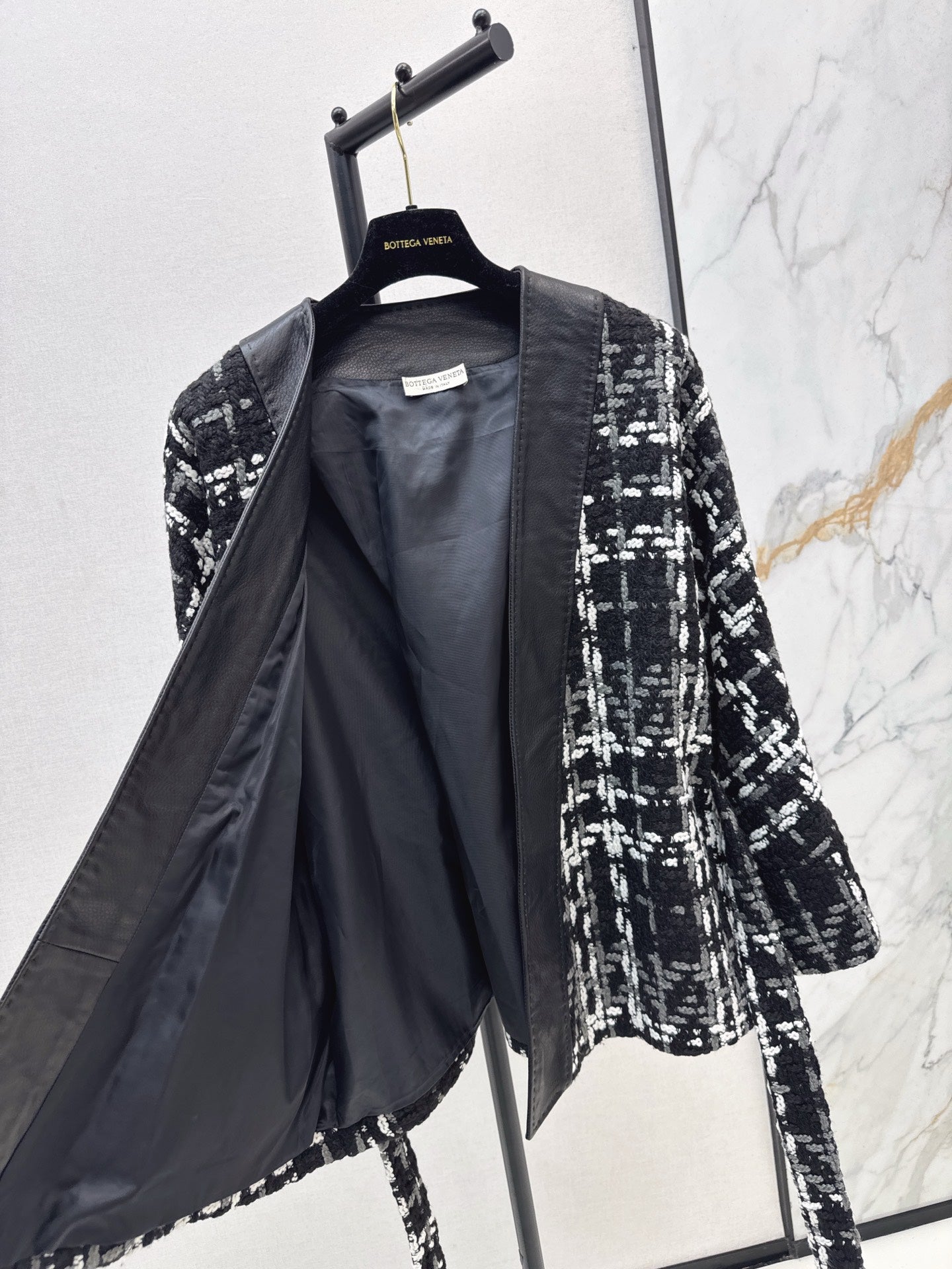 Bot 25 New leather trim woven woolen jacket(RED/GREEN/BLACK)