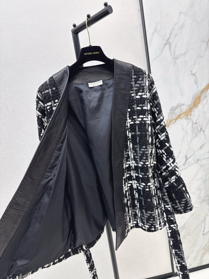 Bot 25 New leather trim woven woolen jacket(RED/GREEN/BLACK)