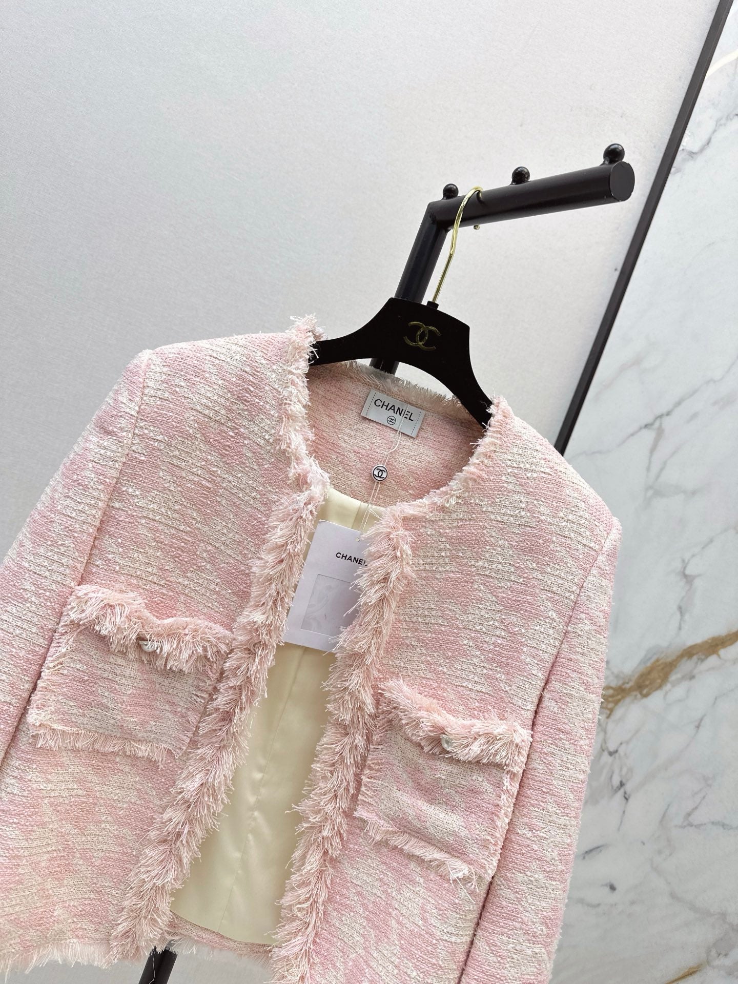 C 25 New Woven Tweed Fringe Jacket