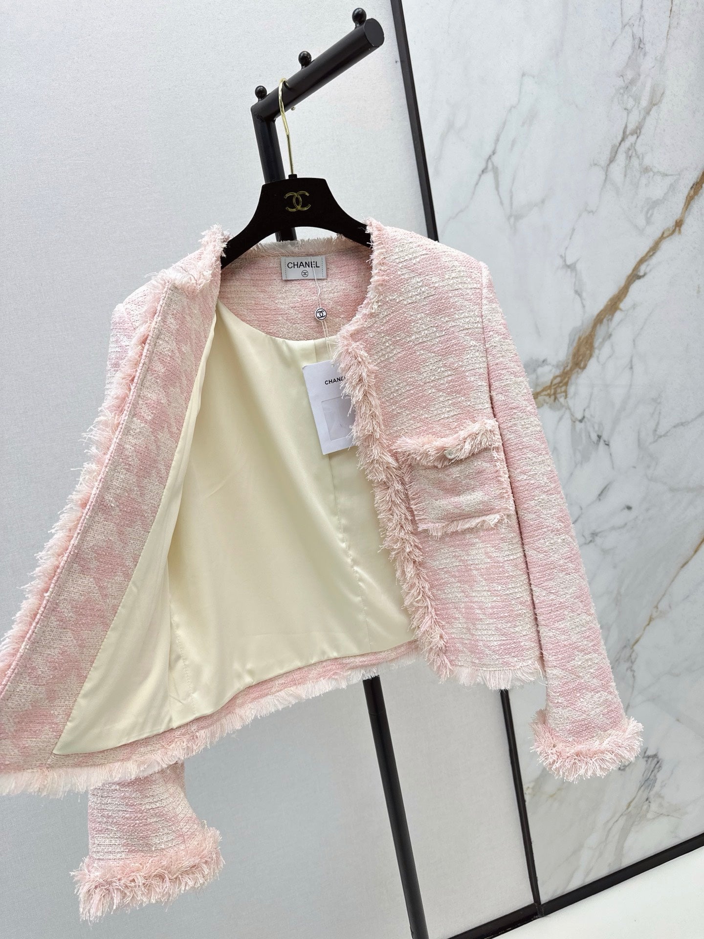 C 25 New Woven Tweed Fringe Jacket