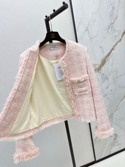 C 25 New Woven Tweed Fringe Jacket