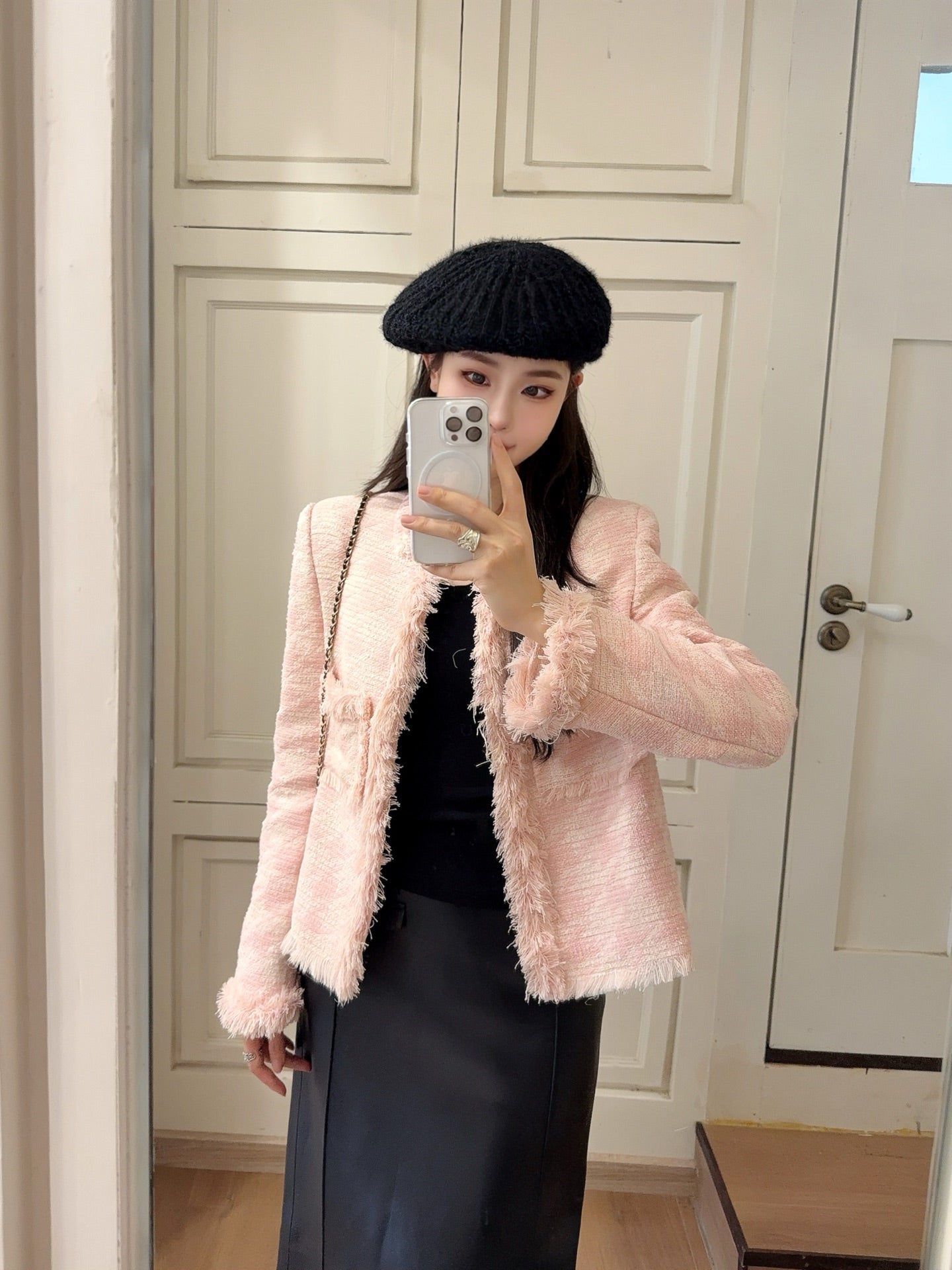 C 25 New Woven Tweed Fringe Jacket