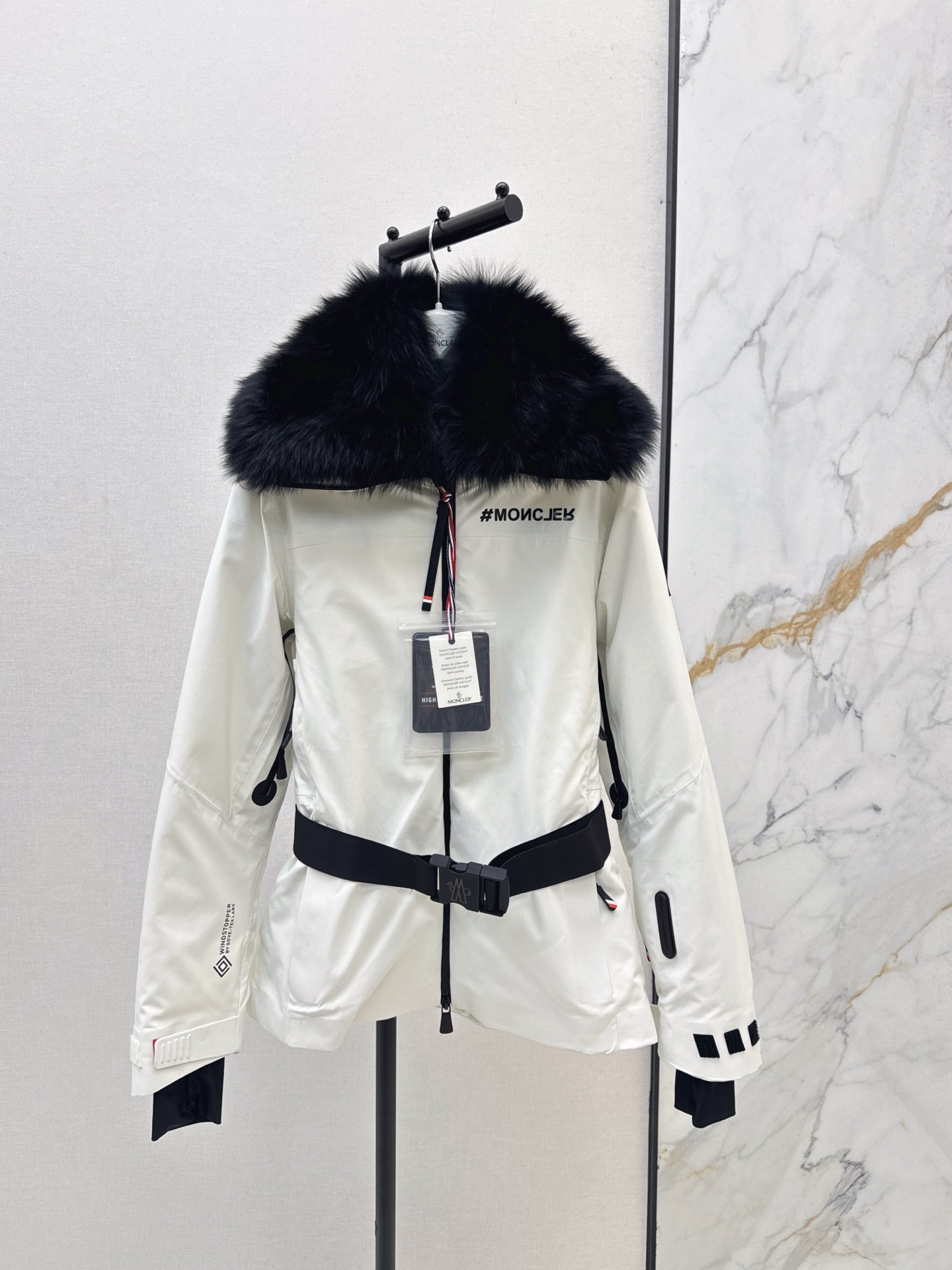 Mon 25 Short waist down ski jacket(WHITE/BLACK/PINK)