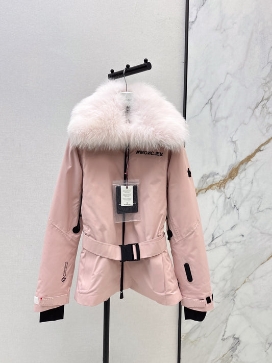 Mon 25 Short waist down ski jacket(WHITE/BLACK/PINK)