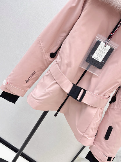 Mon 25 Short waist down ski jacket(WHITE/BLACK/PINK)