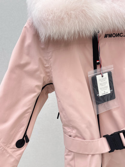 Mon 25 Short waist down ski jacket(WHITE/BLACK/PINK)