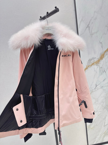 Mon 25 Short waist down ski jacket(WHITE/BLACK/PINK)