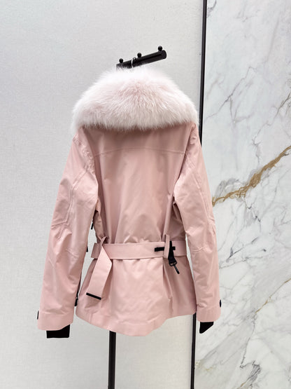 Mon 25 Short waist down ski jacket(WHITE/BLACK/PINK)