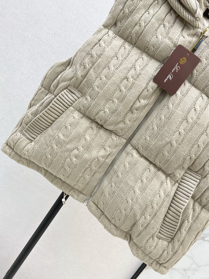 Lor 25 New Cable Knit Shell Down Vest Jacket(GRYA/BEIGI)