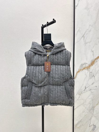 Lor 25 New Cable Knit Shell Down Vest Jacket(GRYA/BEIGI)