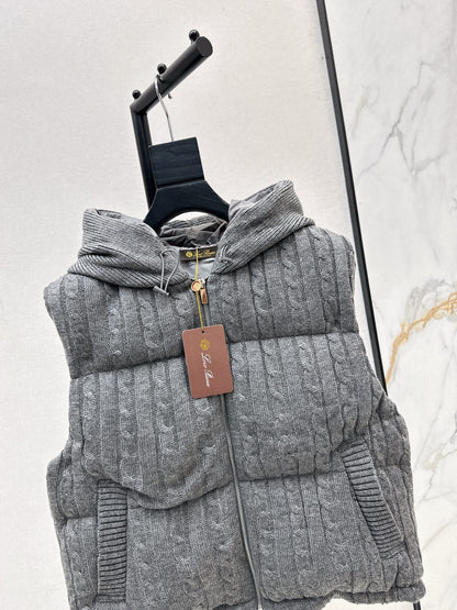 Lor 25 New Cable Knit Shell Down Vest Jacket(GRYA/BEIGI)