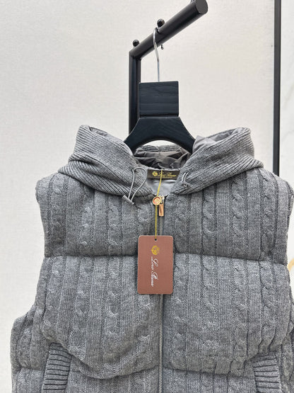 Lor 25 New Cable Knit Shell Down Vest Jacket(GRYA/BEIGI)