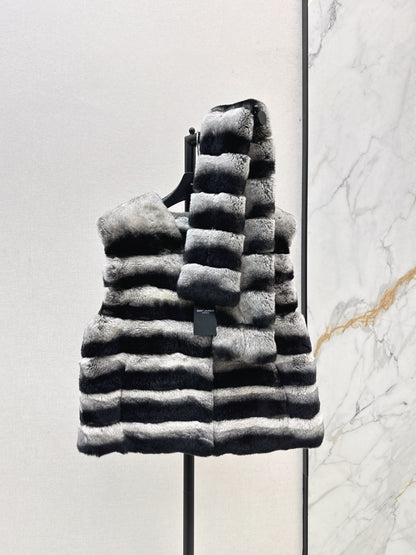 Y 25 My Neighbor Totoro Rabbit Fur Series Scarf + Vest(GRAY/BROWN/WHITE)