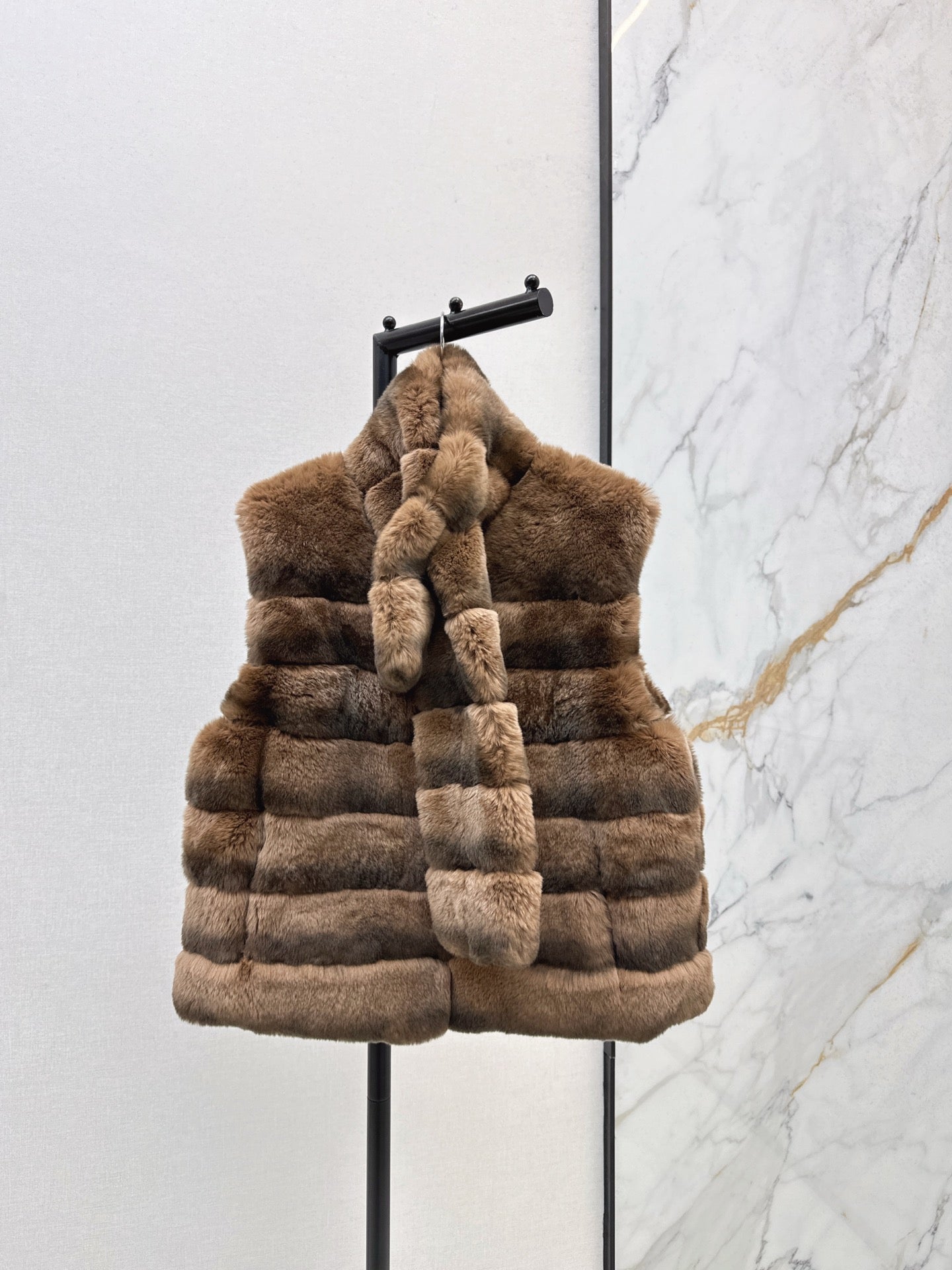Y 25 My Neighbor Totoro Rabbit Fur Series Scarf + Vest(GRAY/BROWN/WHITE)