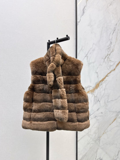 Y 25 My Neighbor Totoro Rabbit Fur Series Scarf + Vest(GRAY/BROWN/WHITE)