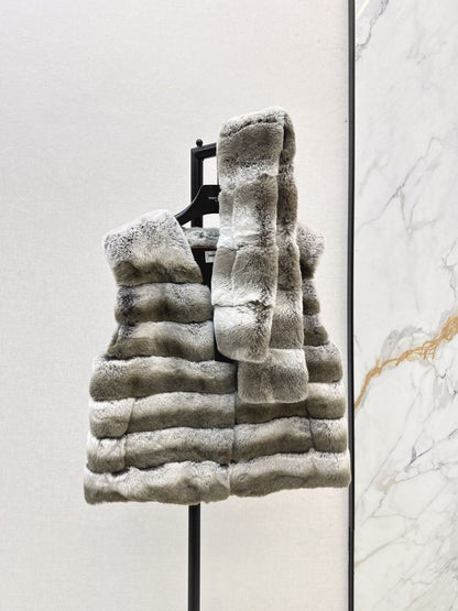 Y 25 My Neighbor Totoro Rabbit Fur Series Scarf + Vest(GRAY/BROWN/WHITE)