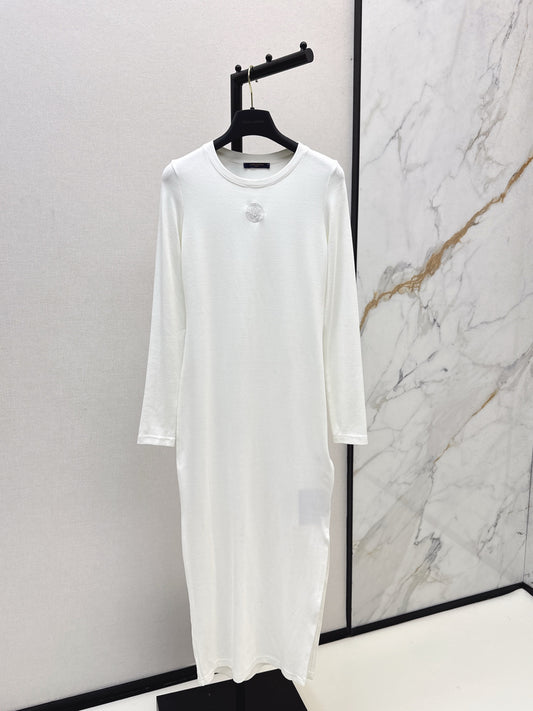 L 25 New Slim Logo Bottoming Dress(WHITE/BLACK/BROWN)