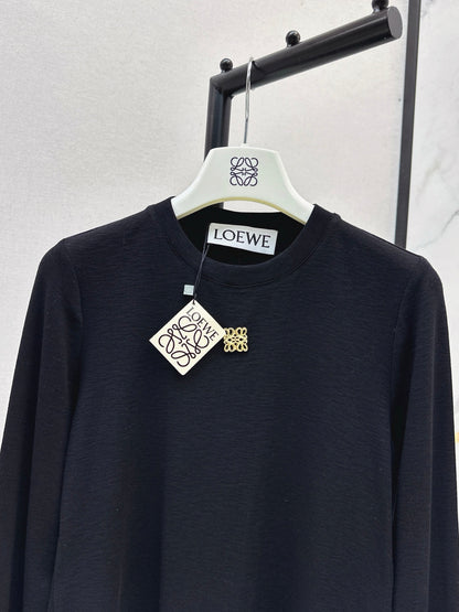 Lo 25 New hardware decoration pure cotton long sleeve bottoming shirt(WHITE/BLACK)