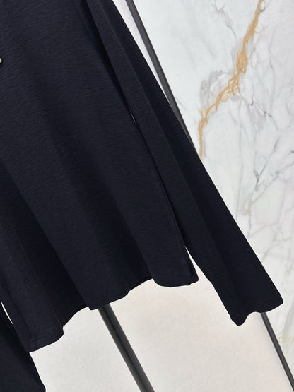 Lo 25 New hardware decoration pure cotton long sleeve bottoming shirt(WHITE/BLACK)