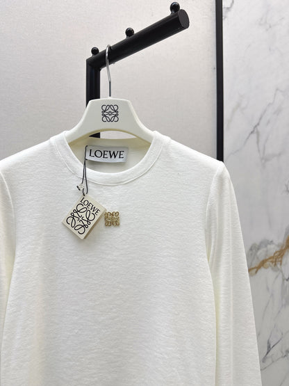 Lo 25 New hardware decoration pure cotton long sleeve bottoming shirt(WHITE/BLACK)