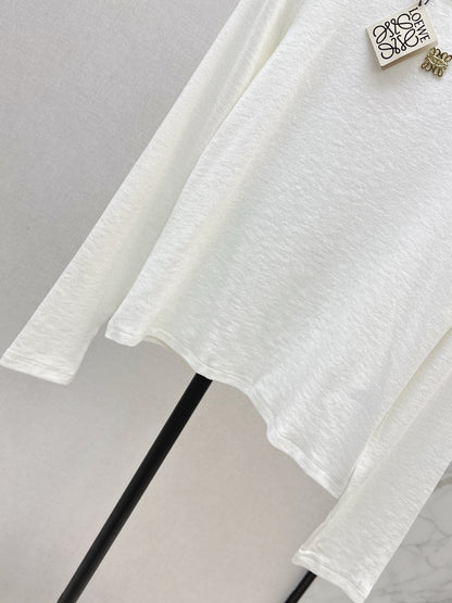 Lo 25 New hardware decoration pure cotton long sleeve bottoming shirt(WHITE/BLACK)