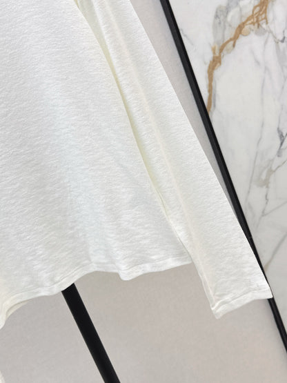 Lo 25 New hardware decoration pure cotton long sleeve bottoming shirt(WHITE/BLACK)