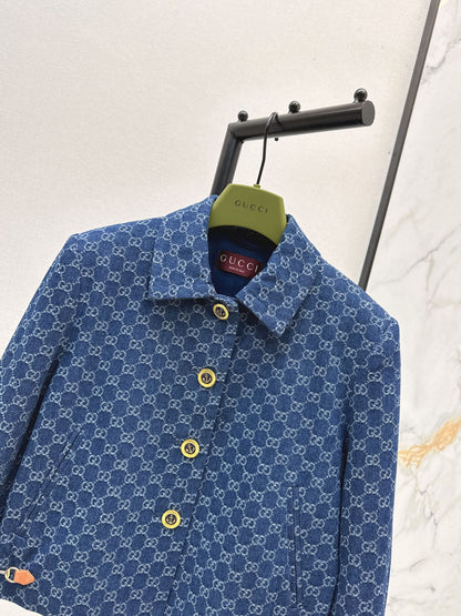 Gu 25 New classic logo jacquard denim jacket