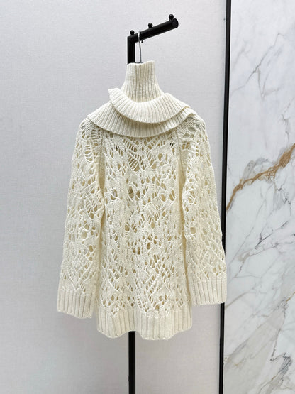 Di 25 Cream color hollow crocheted ruffle sweater (detachable)