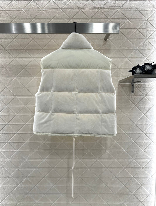 Mon 25 Stand-up collar down vest(WHITE/BROWN)