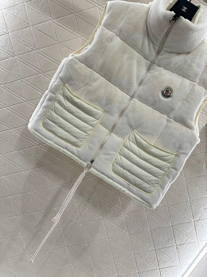 Mon 25 Stand-up collar down vest(WHITE/BROWN)