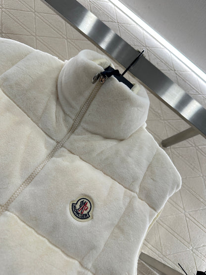 Mon 25 Stand-up collar down vest(WHITE/BROWN)