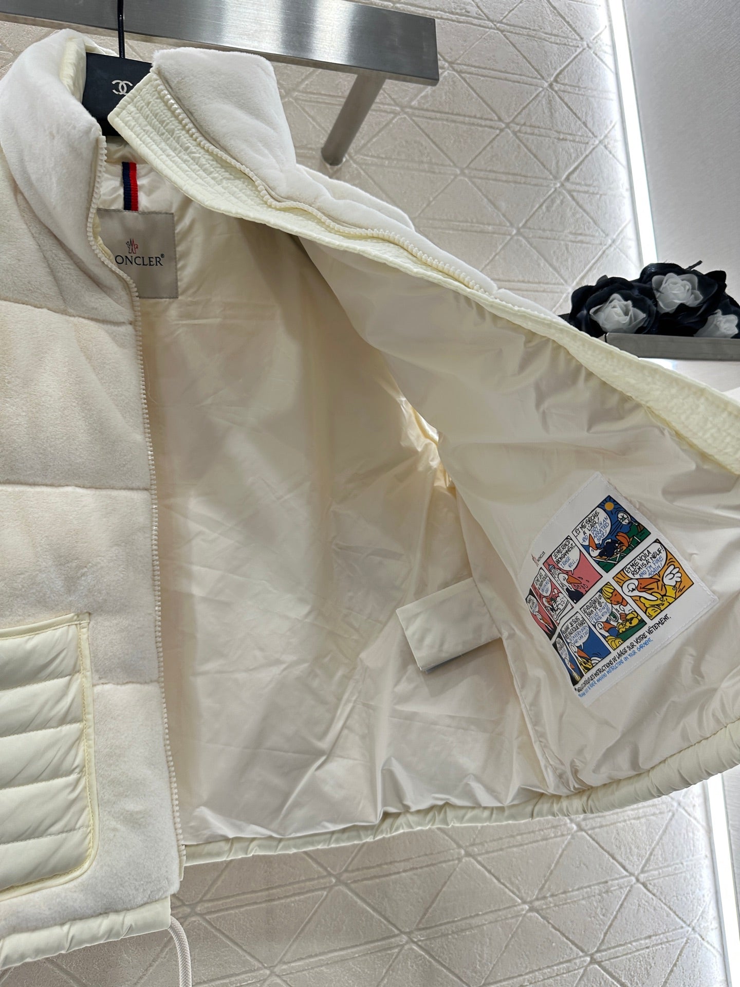 Mon 25 Stand-up collar down vest(WHITE/BROWN)
