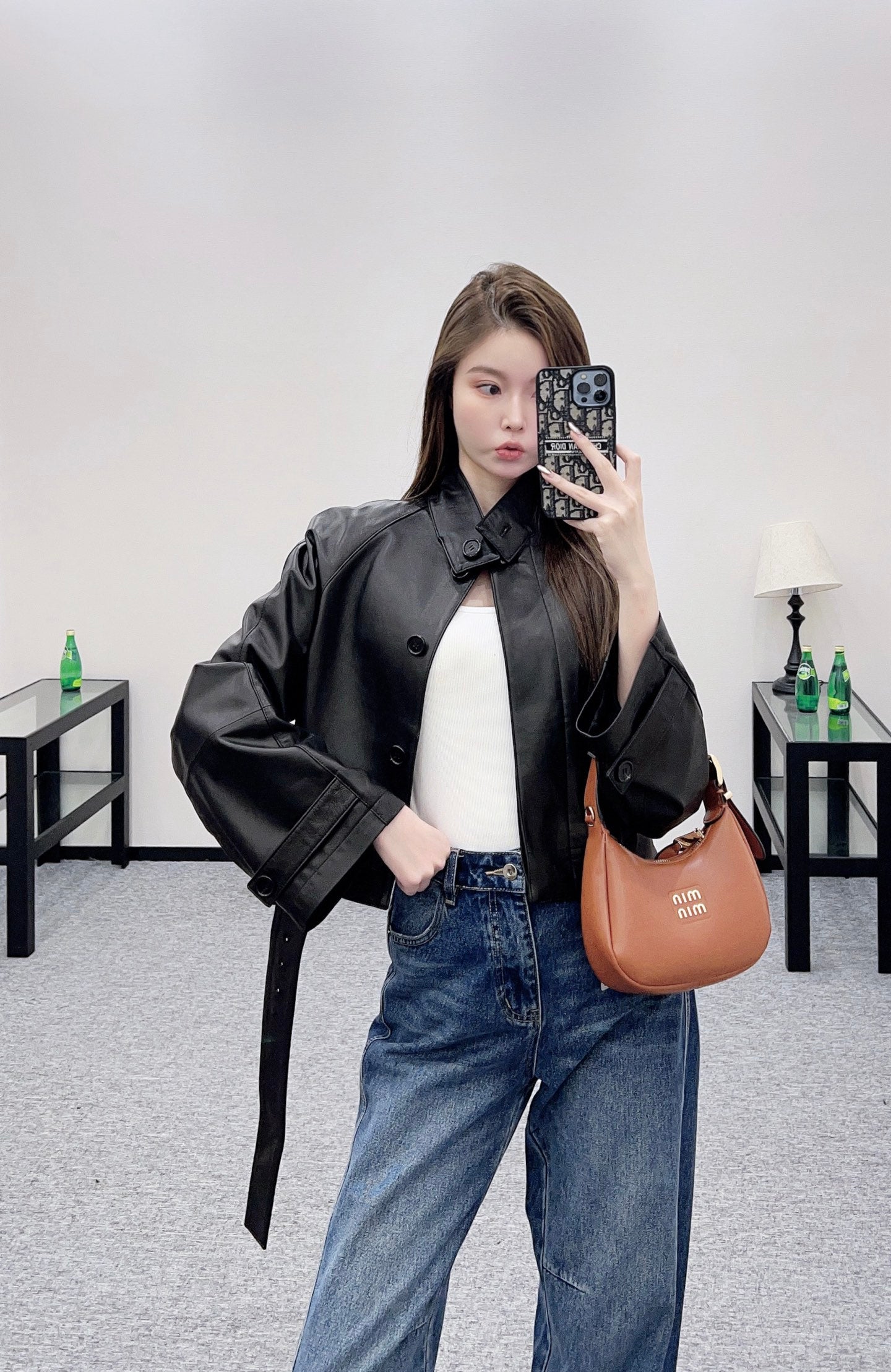 Lo 25 Belt, lambskin, long sleeved jacket