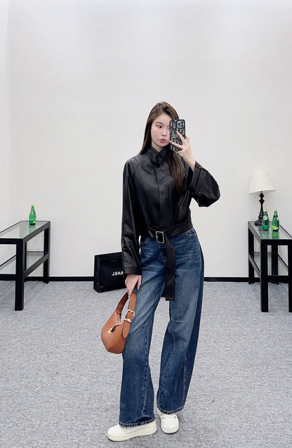 Lo 25 Belt, lambskin, long sleeved jacket