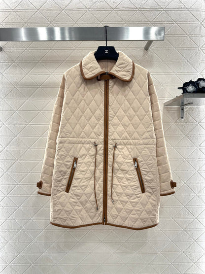 Lor 25 Lingge drawstring waist cinching mid length cotton jacket
