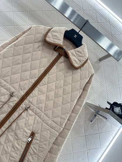 Lor 25 Lingge drawstring waist cinching mid length cotton jacket