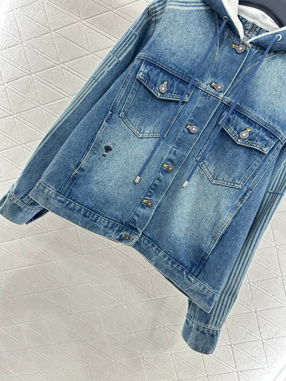 Di 25 Hooded plush denim jacket+pants set