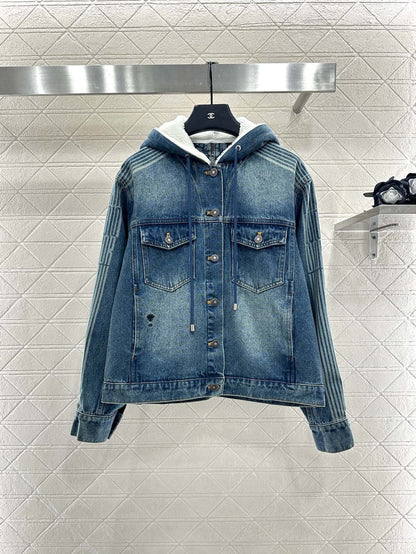 Di 25 Hooded plush denim jacket+pants set
