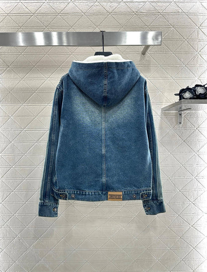 Di 25 Hooded plush denim jacket+pants set