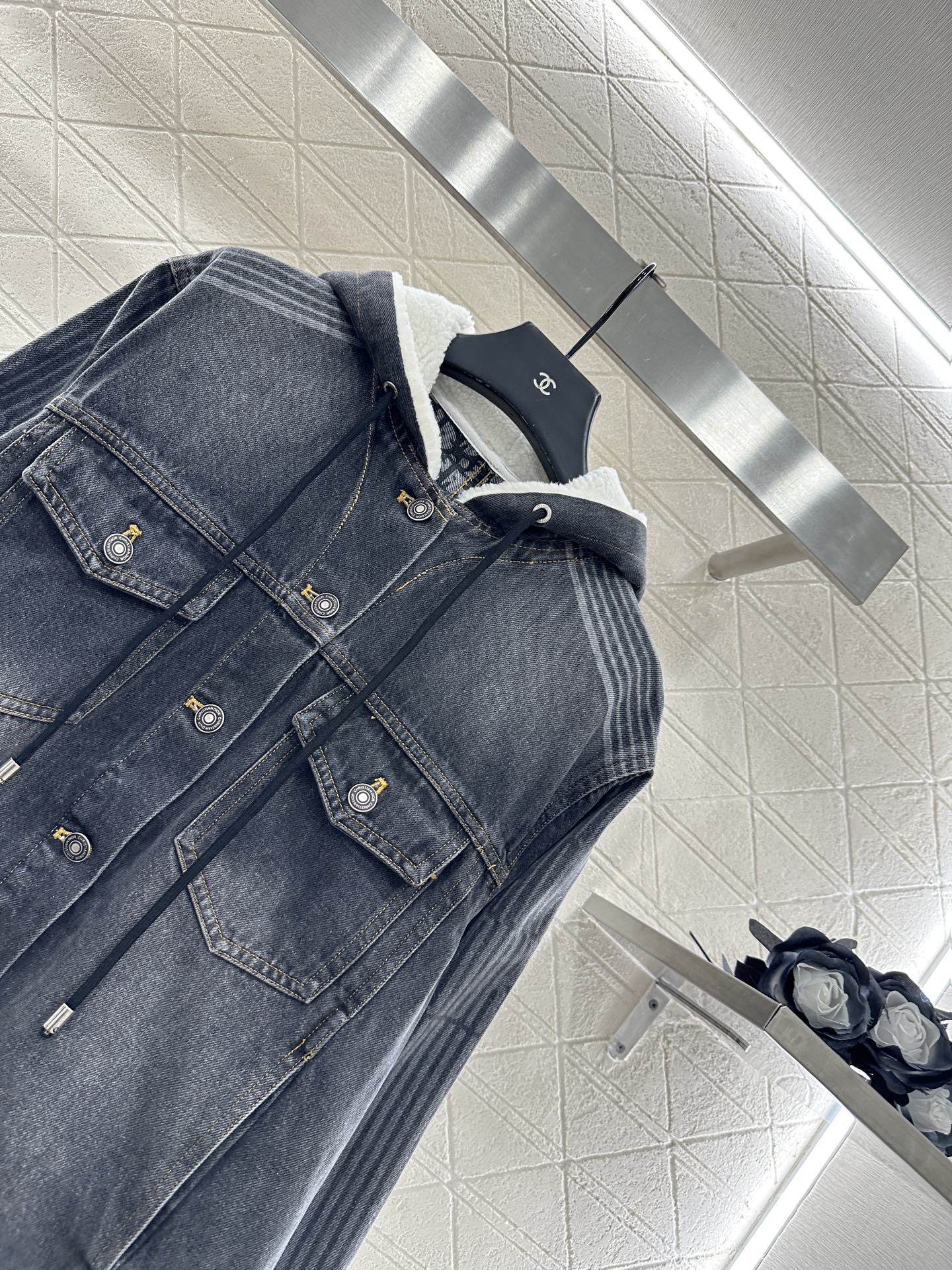 Di 25 Hooded plush denim jacket+pants set