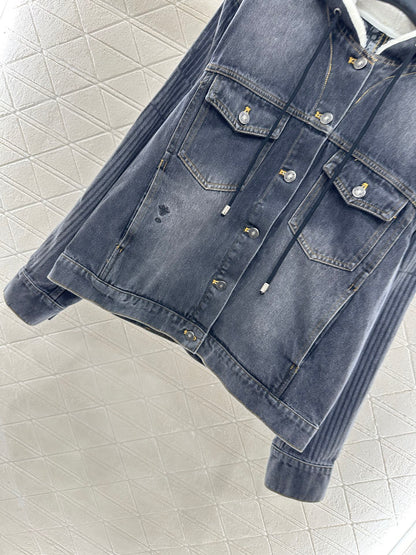 Di 25 Hooded plush denim jacket+pants set